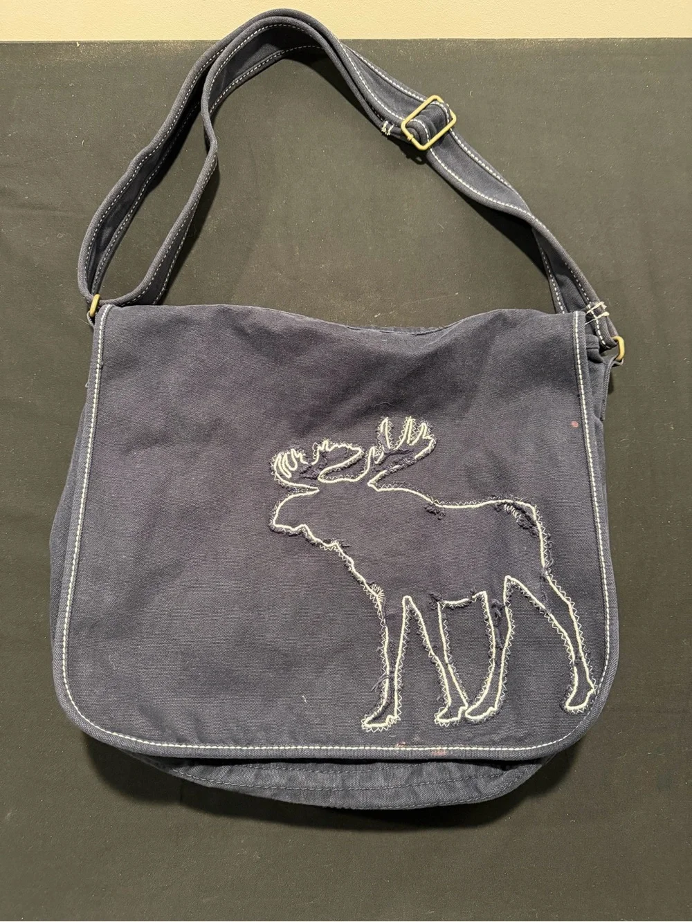 Abercrombie Canvas Moose Messenger Bag - Navy